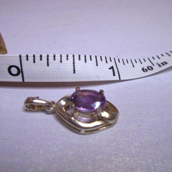 925 sterling silver and faceted Natural Amethyst Necklace and Stud Earring Set - Picture 10 of 11